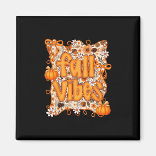 Preppy Coquette Fall Vibes Floral Pumpkin Autumn C Magnet