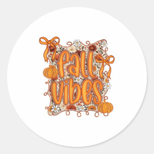 Preppy Coquette Fall Vibes Floral Pumpkin Spice Co Classic Round Sticker