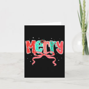 Preppy Coquette Lace Bow Merry Christmas Girl Wome Card