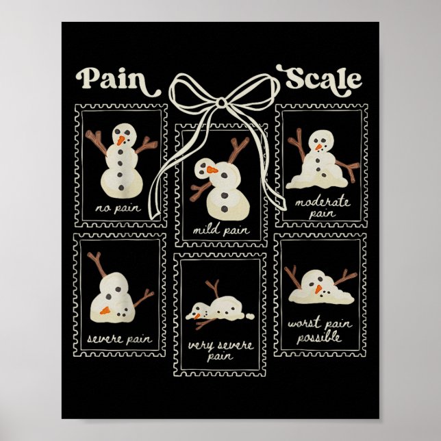 Preppy Coquette Pain Scale Stamps Snowmen Trauma E Poster (Front)