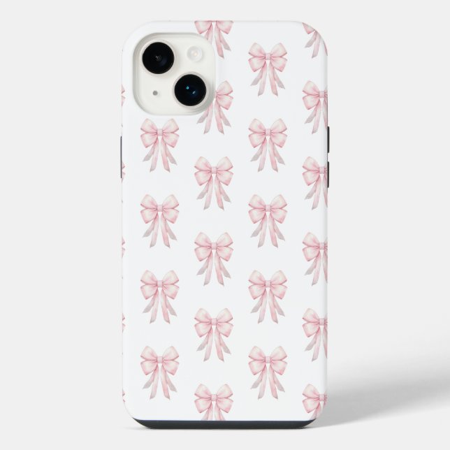 Preppy Coquette Pink Bow Pattern iPhone Case (Back)