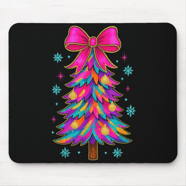 Preppy Coquette Tree Christmas Crew 2025 Family Ma Mouse Pad (Front)