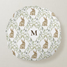 Preppy Coquette Watercolor Bunny Custom Monogram