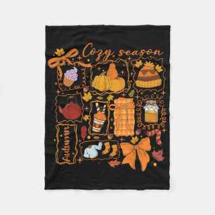 Preppy Cosy Season Fall Vibes Thanksgiving Hallowe Fleece Blanket