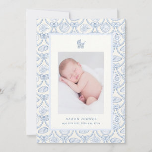 Preppy Couquette Coastal Baby Birth Announcement