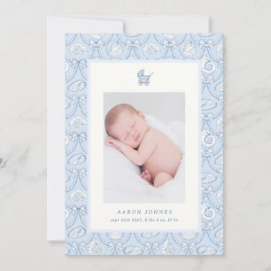 Preppy Couquette Coastal Baby Birth Announcement
