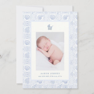 Preppy Couquette Coastal Baby Birth Announcement