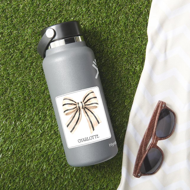 Preppy Cream and Black Stripe Bow (HydroFlask Insitu)