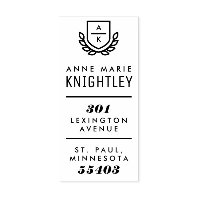 Preppy Crest Monogram Return Address Stamp (Imprint)