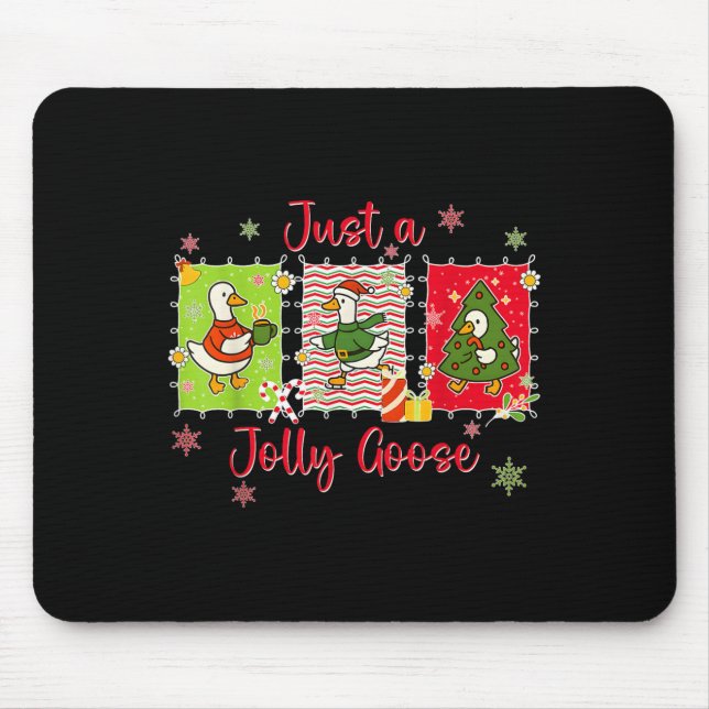 Preppy Cute Just A Jolly Goose Merry Goosemas Chri Mouse Pad (Front)