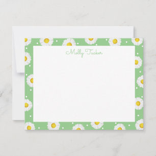 Preppy Daisies Spring Floral Watercolor Green Card