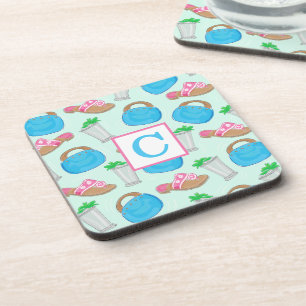 Preppy Derby Mint Julep & Bermuda Bag Monogram Coaster