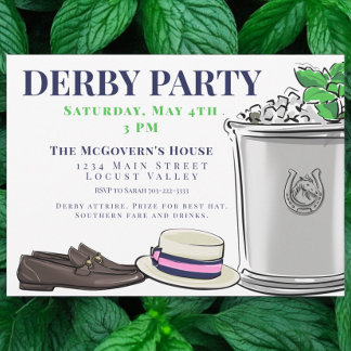 Preppy Derby Party Fashion Mint Julep  Invitation