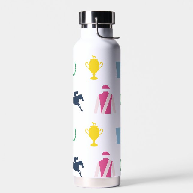 Preppy Derby Party Icons Water Bottle (Left)