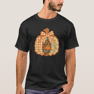 Preppy Ditsy Floral Pumpkin Checkered Trendy Cozy  T-Shirt