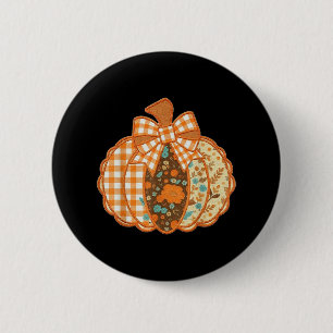 Preppy Ditsy Floral Pumpkin Shirt Chequered Trendy 6 Cm Round Badge