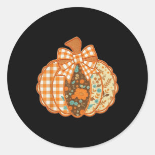 Preppy Ditsy Floral Pumpkin Shirt Chequered Trendy Classic Round Sticker