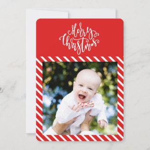 Preppy Dot and Candy Cane Stripe Photo Card