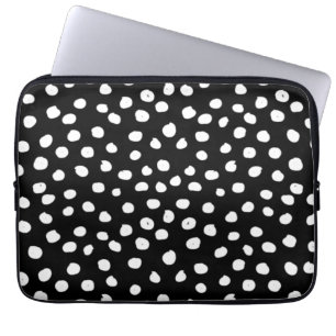 Preppy Dots Modern Black White Animal Print Spots Laptop Sleeve