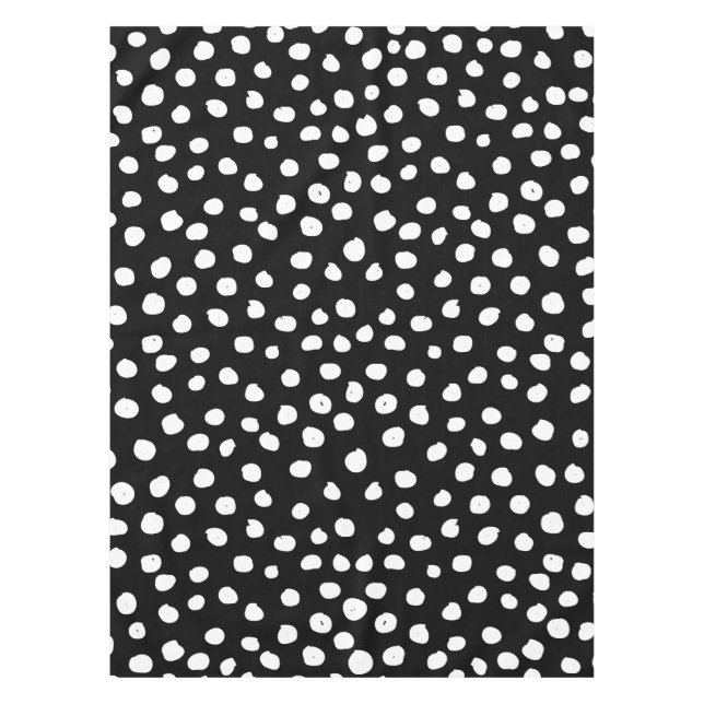 Preppy Dots Modern Black White Animal Print Spots Tablecloth (Front)