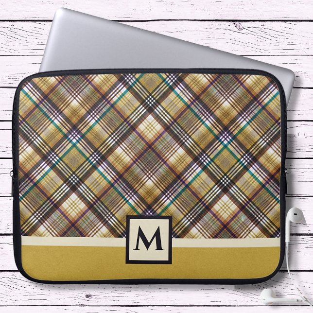 Preppy Earth Tones Plaid Laptop Sleeve (Creator Uploaded)