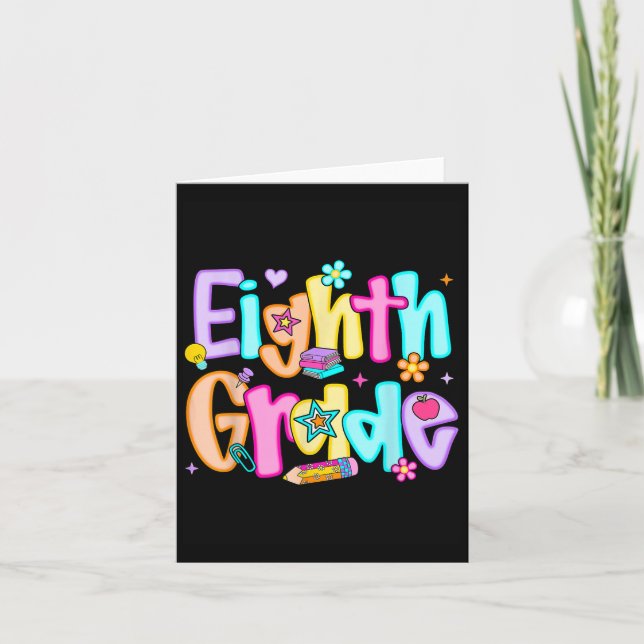 Preppy Eighth Grade Back To School 8th Grade Teach Card (Front)