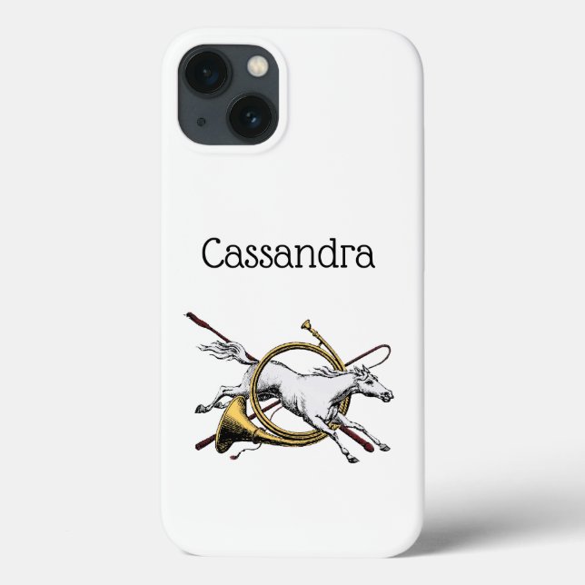 Preppy Equestrian Horse Jumping Through Horn Colou Case-Mate iPhone Case (Back)