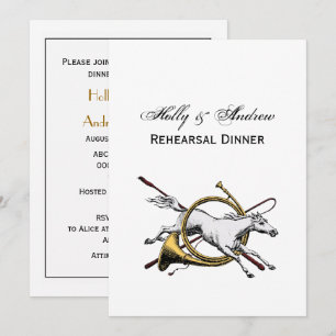 Preppy Equestrian Horse Jumping Through Horn Colou Invitation