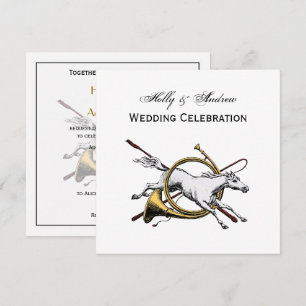 Preppy Equestrian Horse Jumping Through Horn Colou Invitation