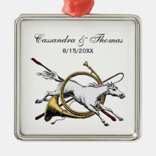 Preppy Equestrian Horse Jumping Through Horn Colou Metal Tree Decoration