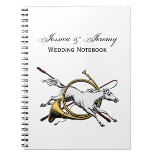 Preppy Equestrian Horse Jumping Through Horn Colou Notebook