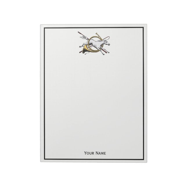 Preppy Equestrian Horse Jumping Through Horn Colou Notepad (Rotated)
