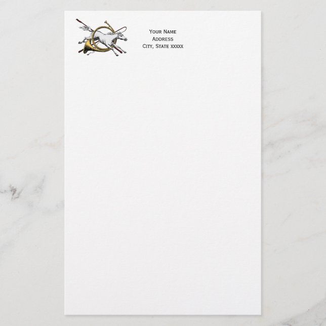 Preppy Equestrian Horse Jumping Through Horn Colou Stationery (Front)