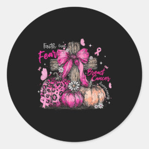 Preppy Faith Over Fear Coquette Bow Christian Cros Classic Round Sticker