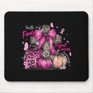Preppy Faith Over Fear Coquette Bow Christian Cros Mouse Pad