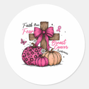 Preppy Faith Over Fear Coquette Christian Cross Pu Classic Round Sticker