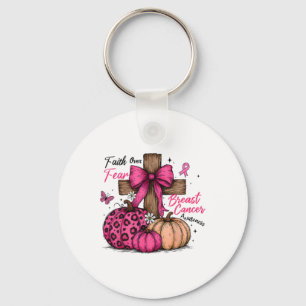 Preppy Faith Over Fear Coquette Christian Cross Pu Key Ring