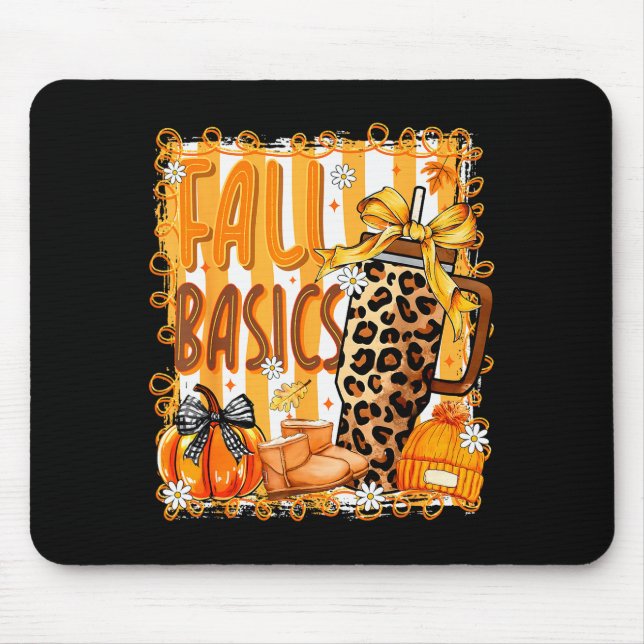 Preppy Fall Basics Coquette Bow Pumpkin Autumn Wom Mouse Pad (Front)