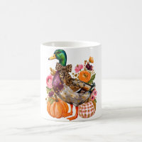 Preppy Fall Mallard Duck Leopard Bow Pumpkin Flora
