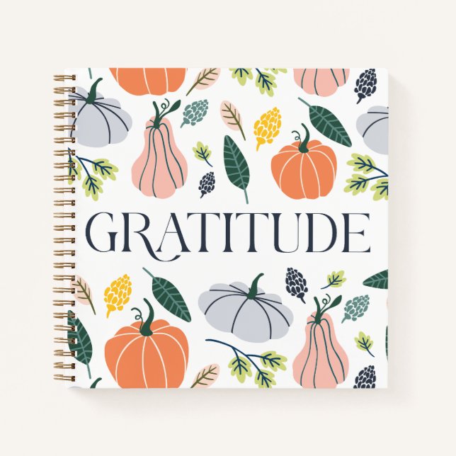 Preppy Fall Pumpkin Gratitude Journal Notebook (Front)