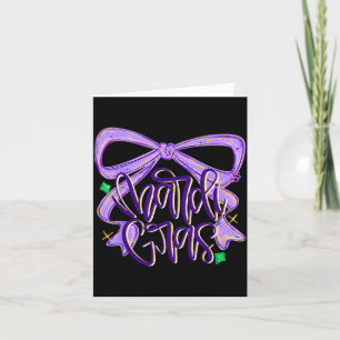 Preppy Fat Tuesday Mardi Gras Coquette Bow Women G Card