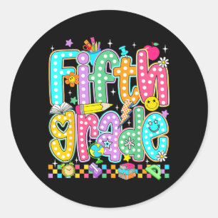 Preppy Fifth Grade Back To School 5th Grade Classic Round Sticker