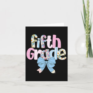 Preppy Fifth Grade Teacher Blue Floral Coquette Pe Card