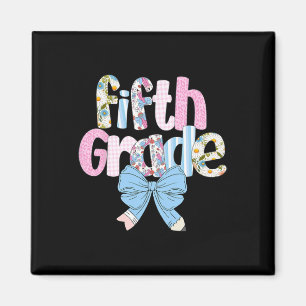 Preppy Fifth Grade Teacher Blue Floral Coquette Pe Magnet