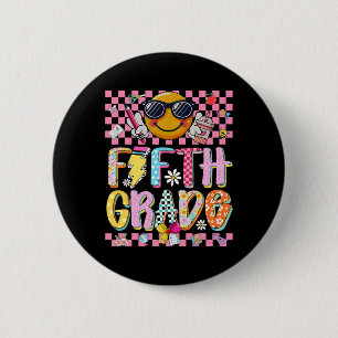 Preppy Fifth Grade Teacher First Day Of School 5th 6 Cm Round Badge