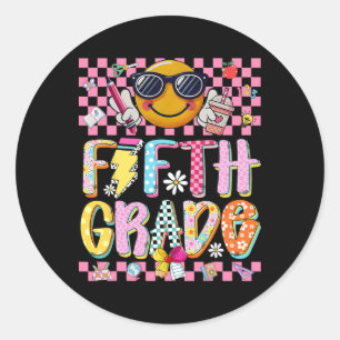 Preppy Fifth Grade Teacher First Day Of School 5th Classic Round Sticker