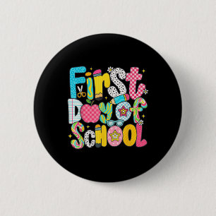 Preppy First Day Of School Back To School Teacher  6 Cm Round Badge