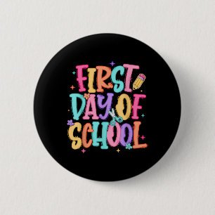 Preppy First Day Of School Teacher Girls Kids Back 6 Cm Round Badge