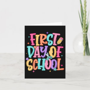 Preppy First Day Of School Teacher Girls Kids Back Card