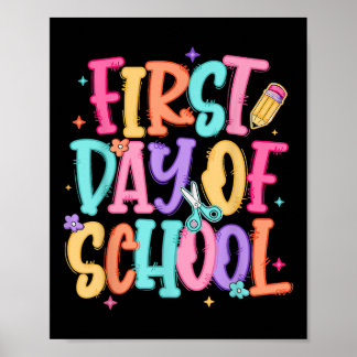 Preppy First Day Of School Teacher Girls Kids Back Poster
